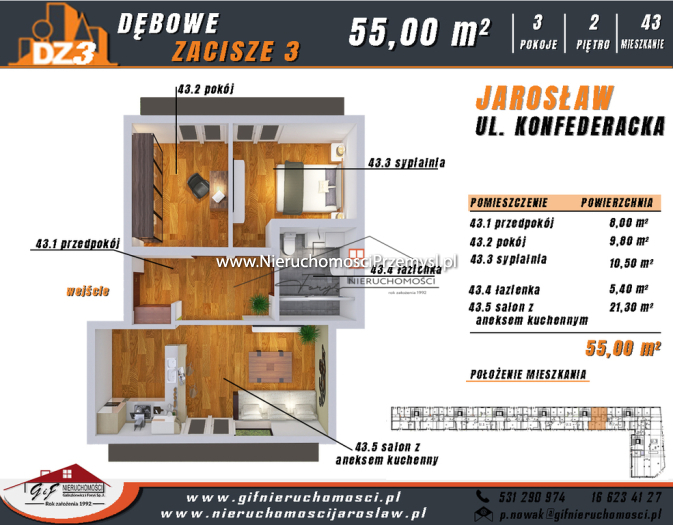 Mieszkanie na sprzedaż o pow. 55 m2